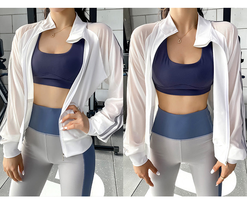 Sports Jacket Women's Breathable Gym ClothesCardiganReflectiveTraining Running Quick-dryingClothes Yoga Clothes Jacket